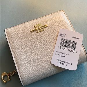 NWT Coach Leather Snap Wallet - pebble